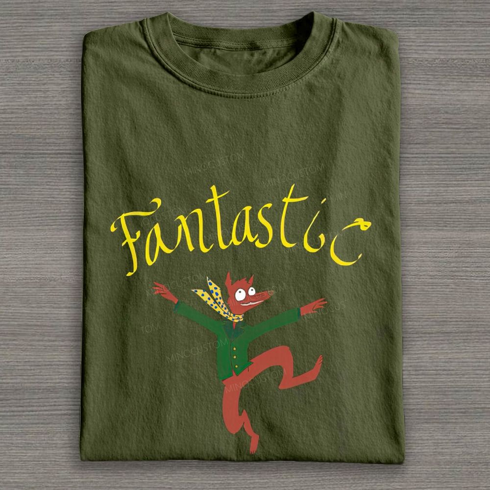 Whimsical Dancing Fox Cartoon Art Cotton T-shirt