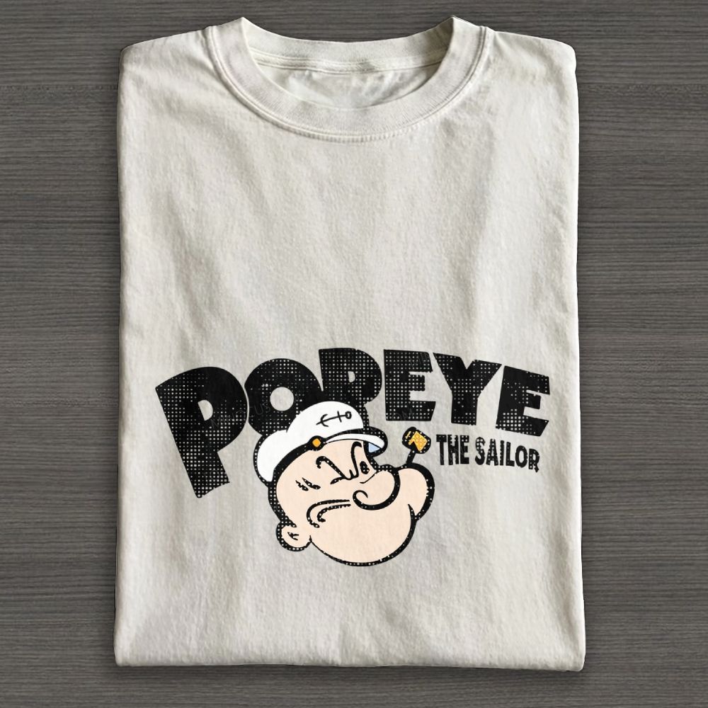 Retro Stylized Sailor Man Halftone Cotton T-shirt