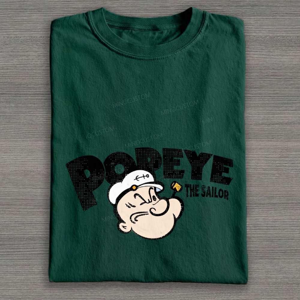 Retro Stylized Sailor Man Halftone Cotton T-shirt