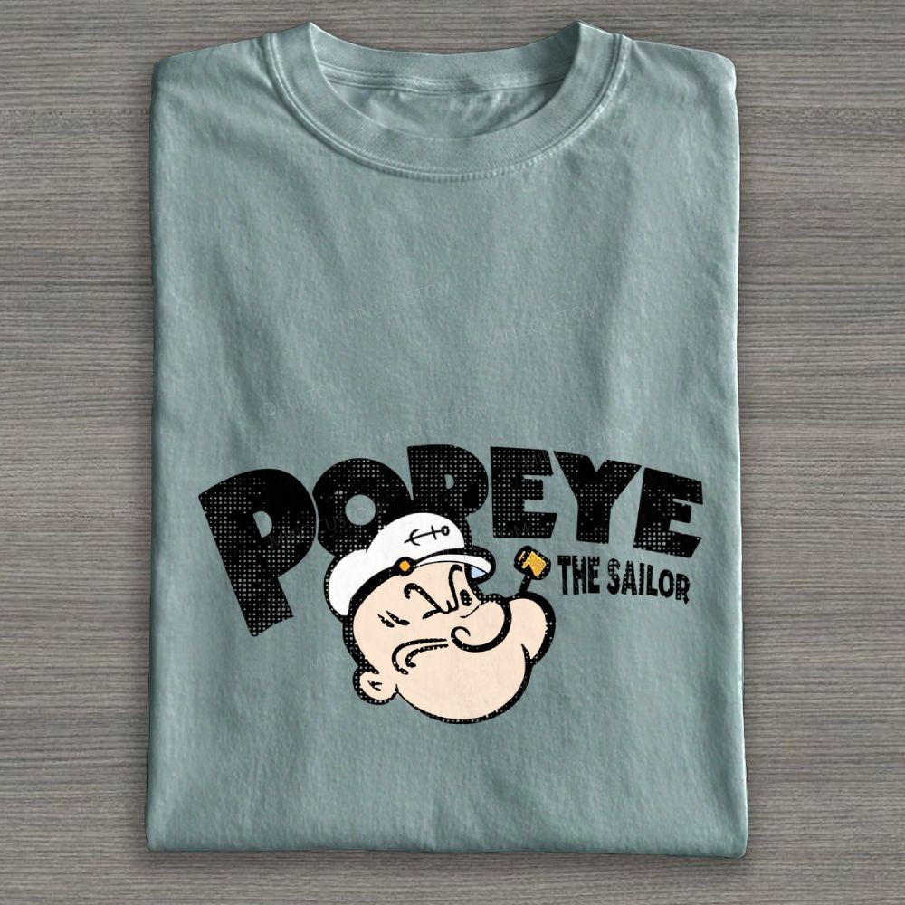Retro Stylized Sailor Man Halftone Cotton T-shirt