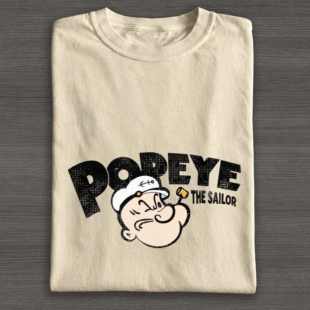 Retro Stylized Sailor Man Halftone Cotton T-shirt