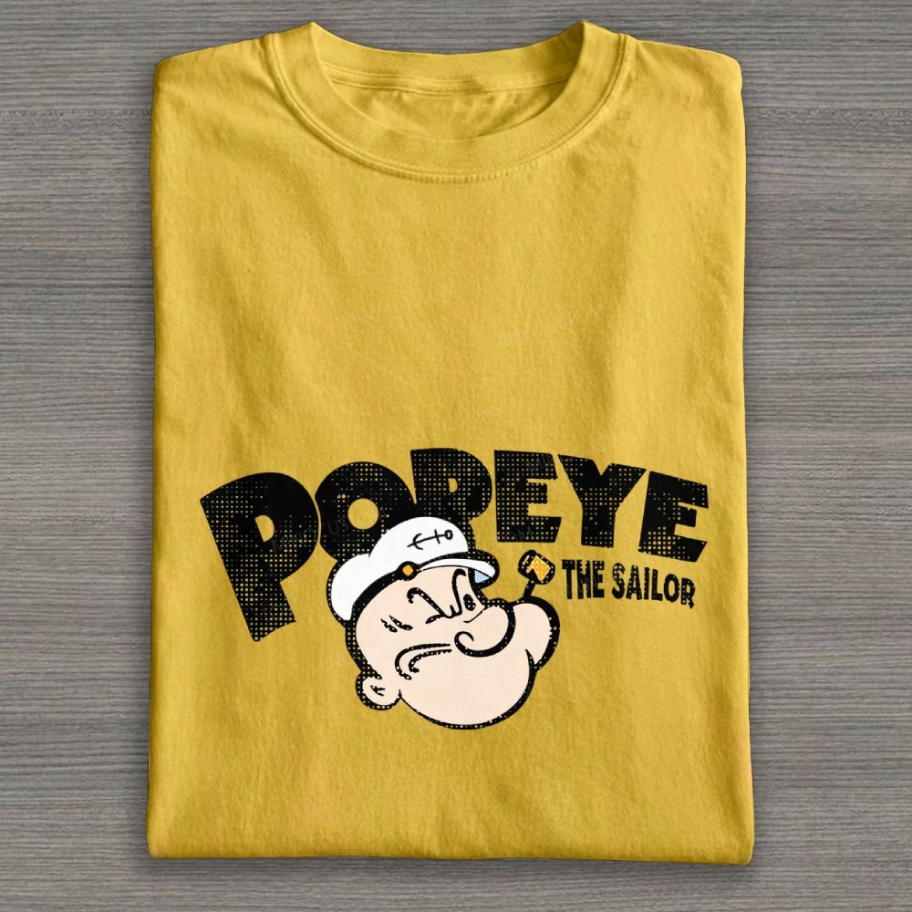 Retro Stylized Sailor Man Halftone Cotton T-shirt