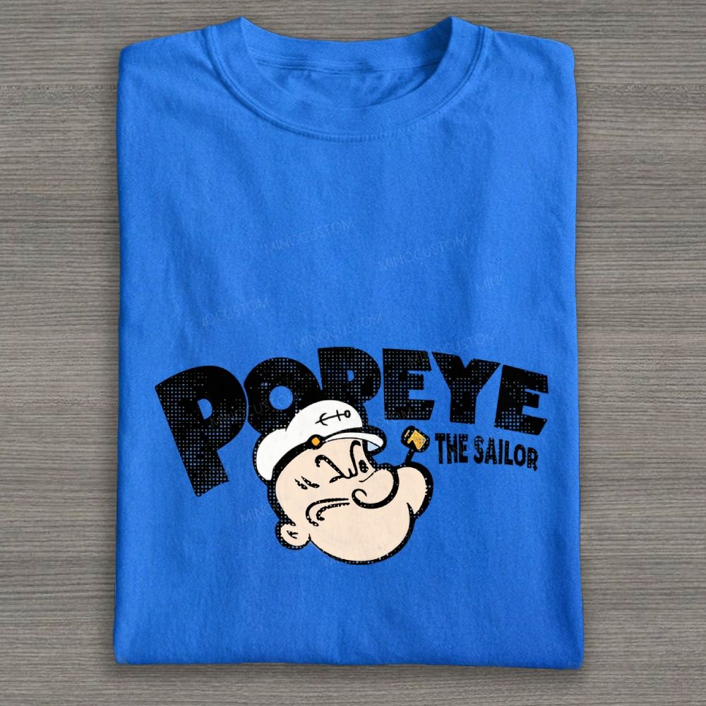 Retro Stylized Sailor Man Halftone Cotton T-shirt