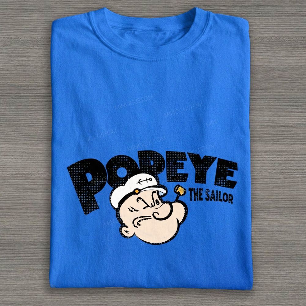 Retro Stylized Sailor Man Halftone Cotton T-shirt
