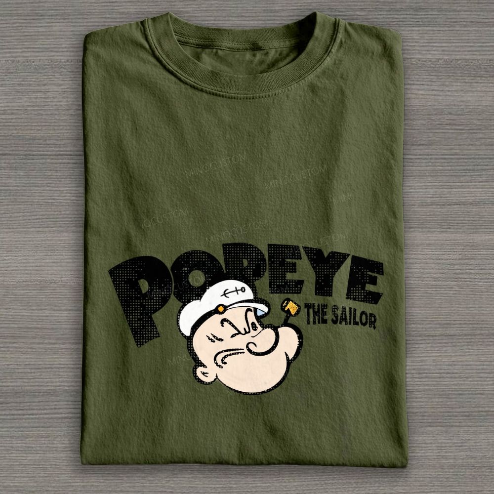 Retro Stylized Sailor Man Halftone Cotton T-shirt