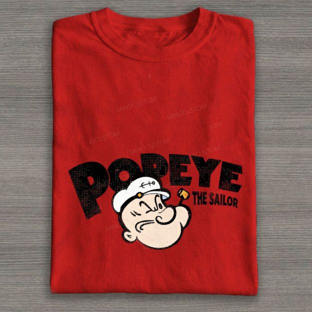 Retro Stylized Sailor Man Halftone Cotton T-shirt