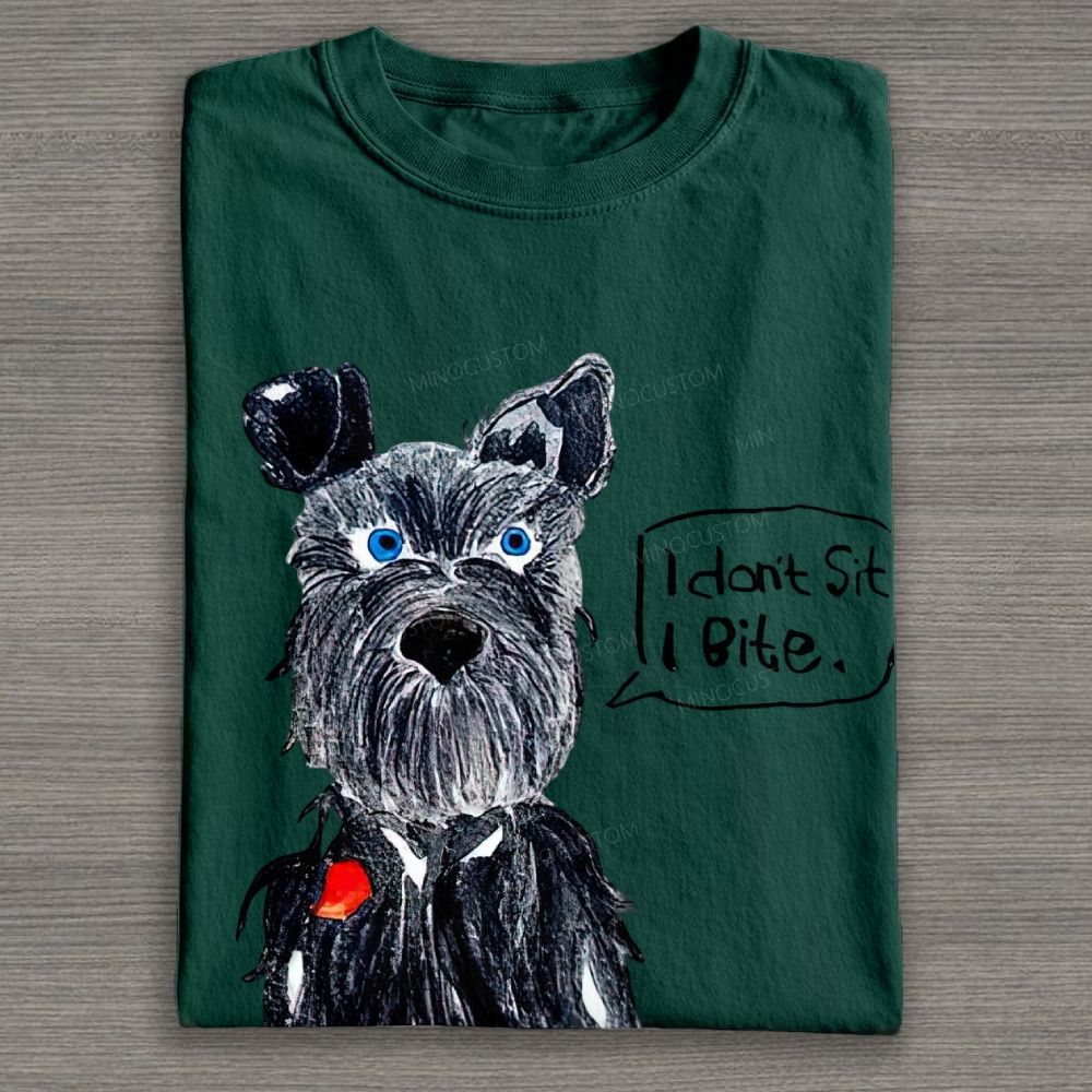Hand Drawn Schnauzer Dog Graphic Cotton T-shirt