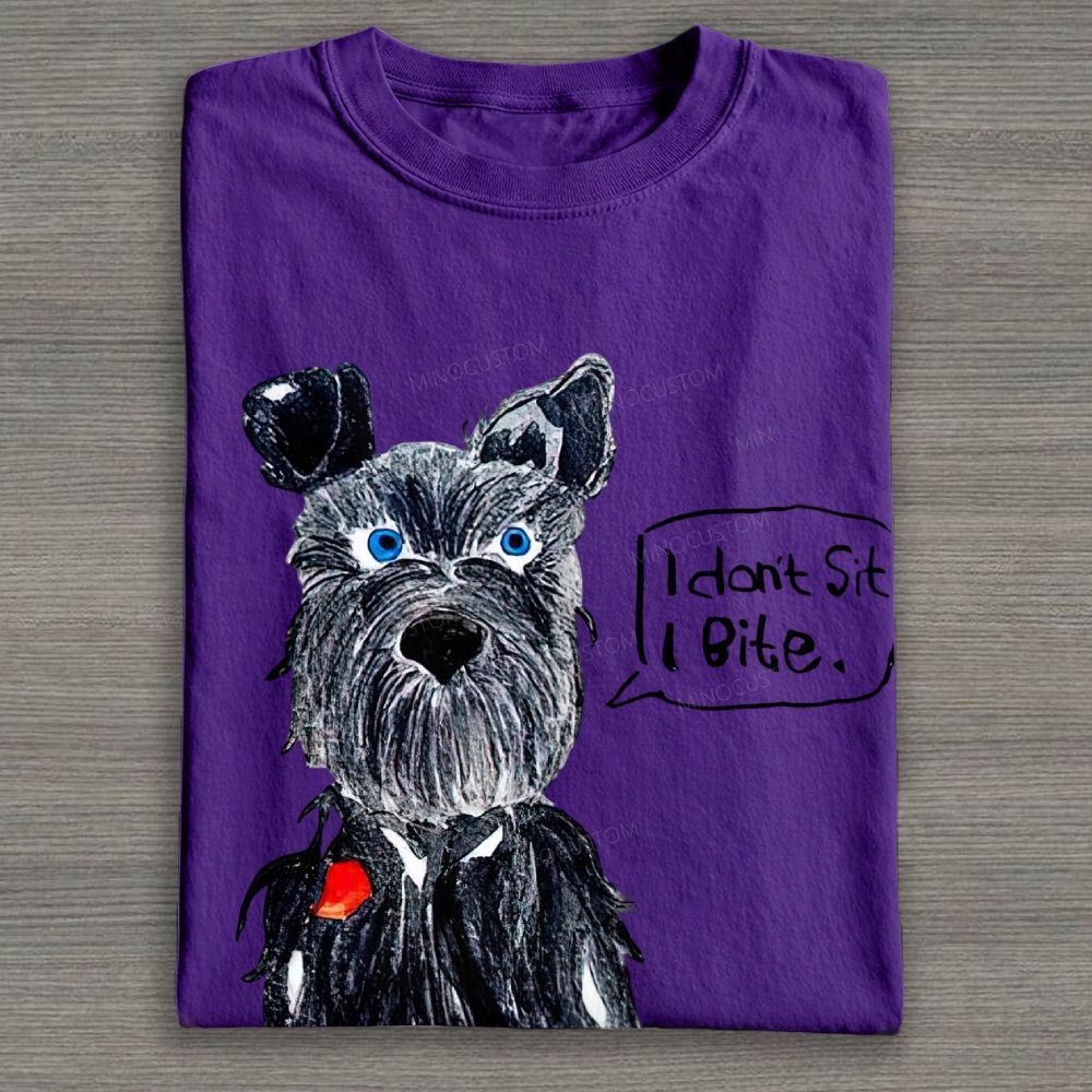 Hand Drawn Schnauzer Dog Graphic Cotton T-shirt