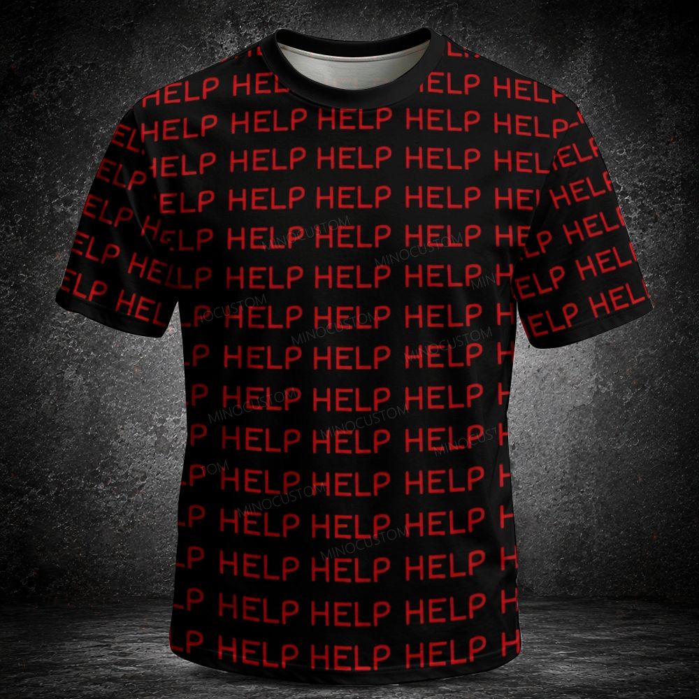 Men's  Vintage Creepy Horror Slogan Full Print Short Sleeve T-shirt