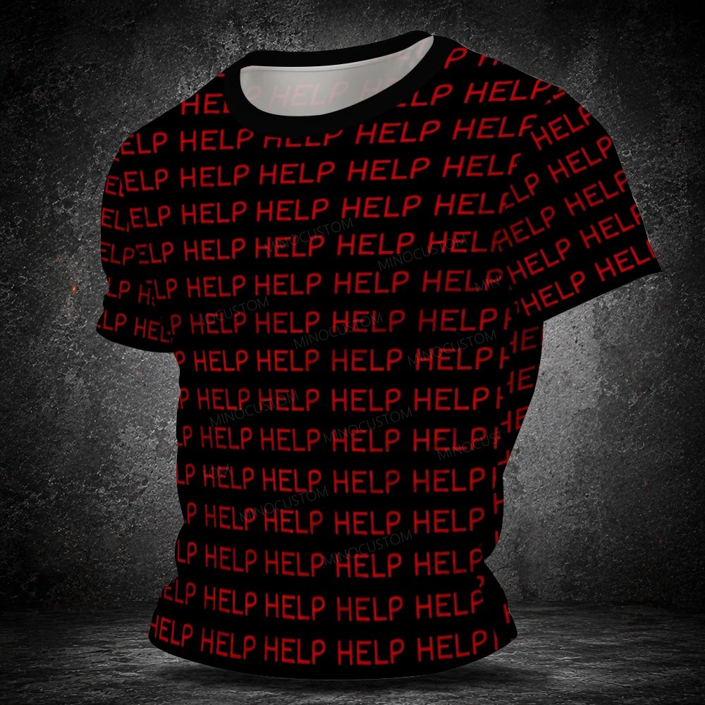 Men's  Vintage Creepy Horror Slogan Full Print Short Sleeve T-shirt