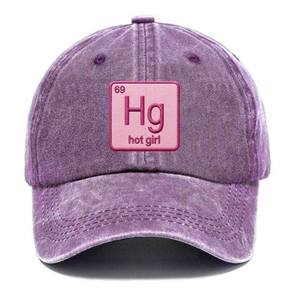Vintage Funny Hg Hot Girl Chemistry Joke Patch Embroidered Washed Baseball Cap 