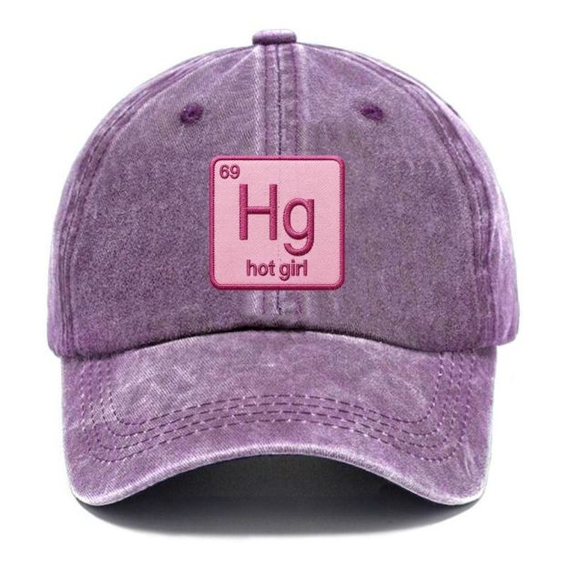 Vintage Funny Hg Hot Girl Chemistry Joke Patch Embroidered Washed Baseball Cap 