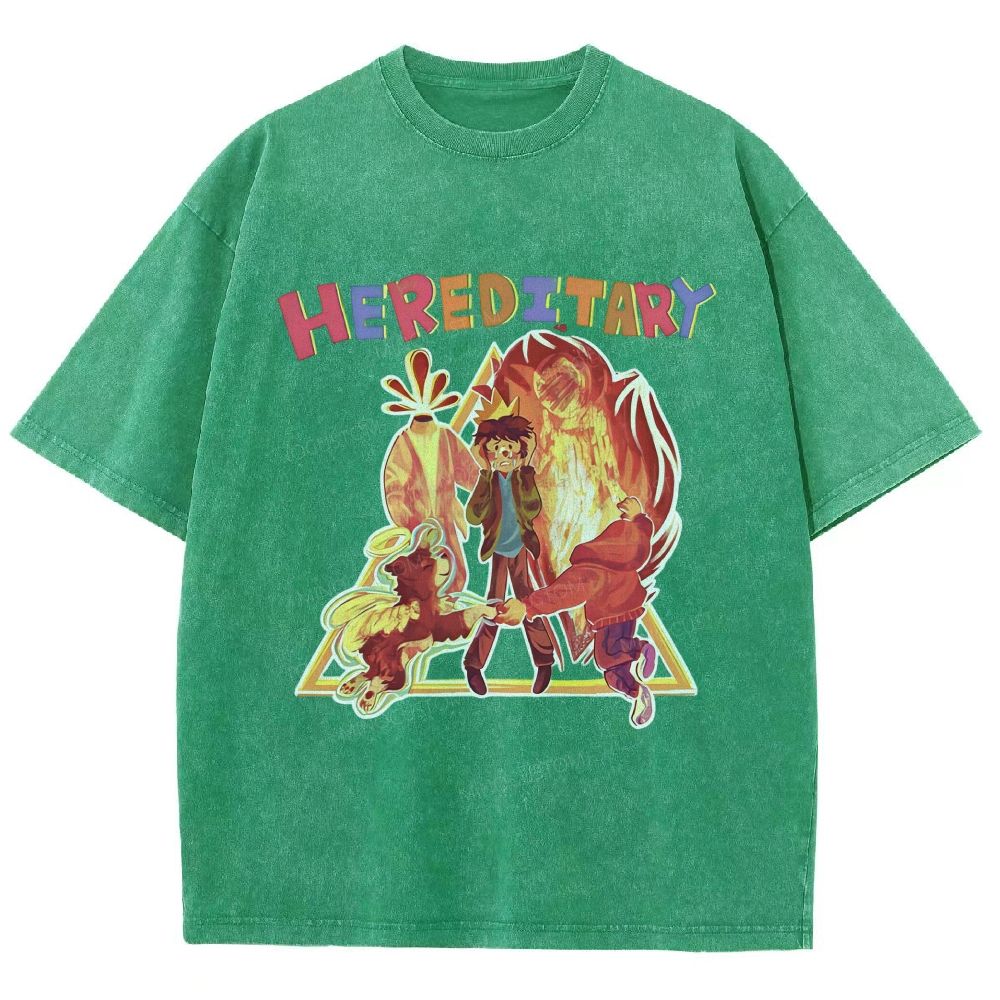 Dark Folk Horror Family Art Graphic Unisex Fit Washed T-Shirt