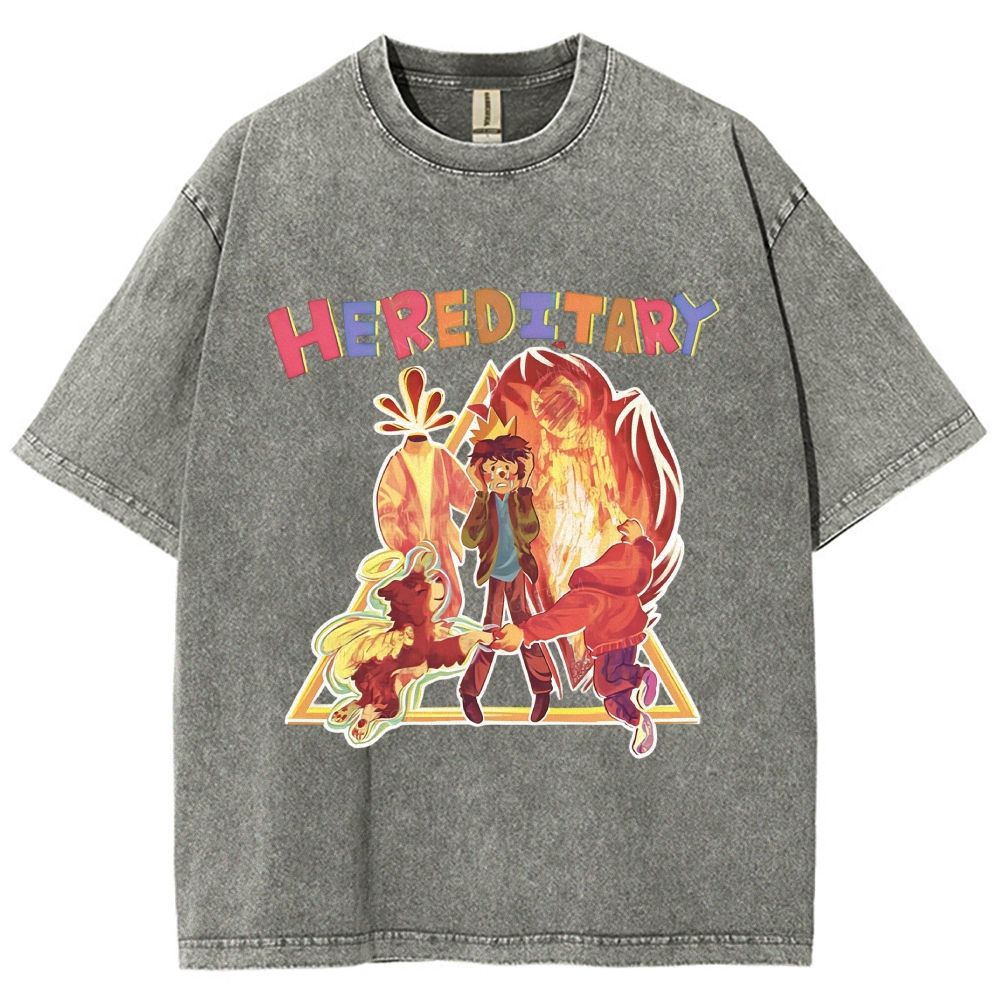 Dark Folk Horror Family Art Graphic Unisex Fit Washed T-Shirt