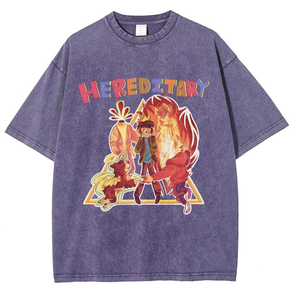 Dark Folk Horror Family Art Graphic Unisex Fit Washed T-Shirt