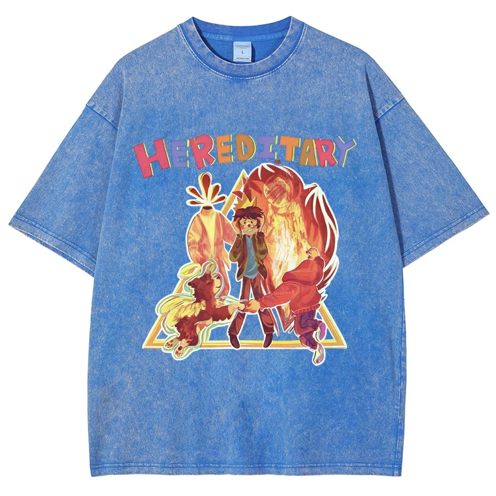 Dark Folk Horror Family Art Graphic Unisex Fit Washed T-Shirt