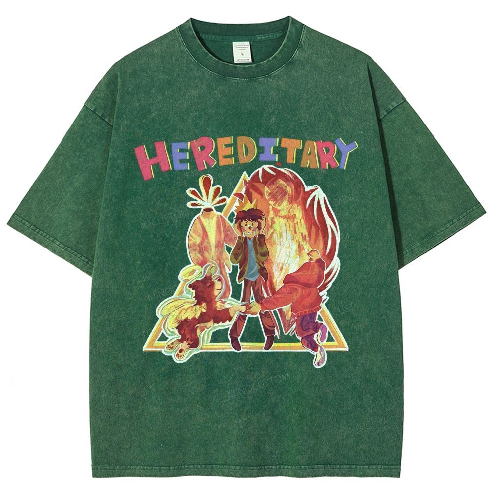 Dark Folk Horror Family Art Graphic Unisex Fit Washed T-Shirt