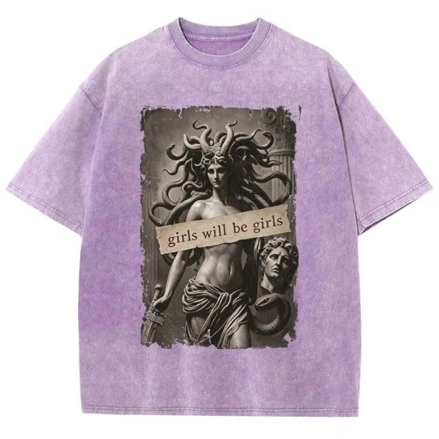 Medusa Greek Mythology Graphic Unisex Fit Washed T-Shirt