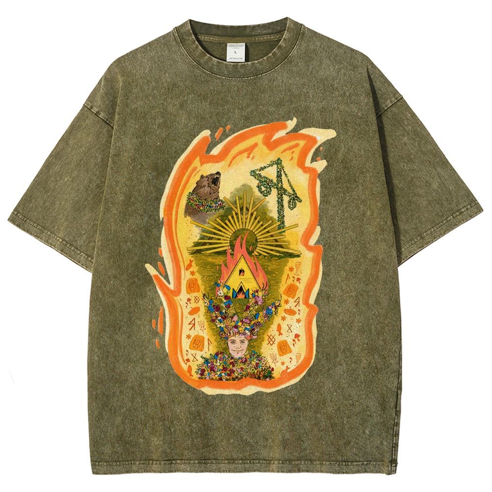 Retro Forest Ceremony Graphic Unisex Fit Washed T-Shirt