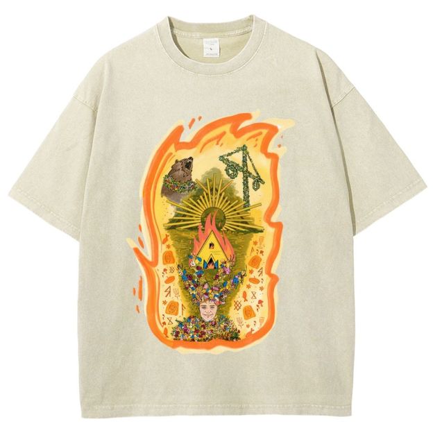 Retro Forest Ceremony Graphic Unisex Fit Washed T-Shirt