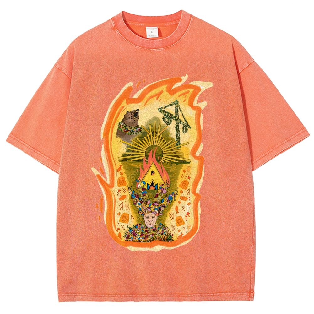 Retro Forest Ceremony Graphic Unisex Fit Washed T-Shirt