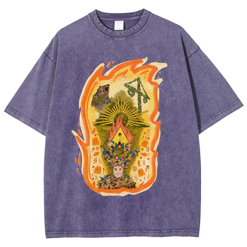 Retro Forest Ceremony Graphic Unisex Fit Washed T-Shirt