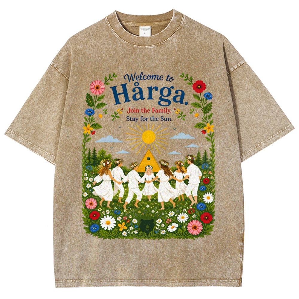 Retro Flower Meadow Ceremony Graphic Unisex Fit Washed T-Shirt