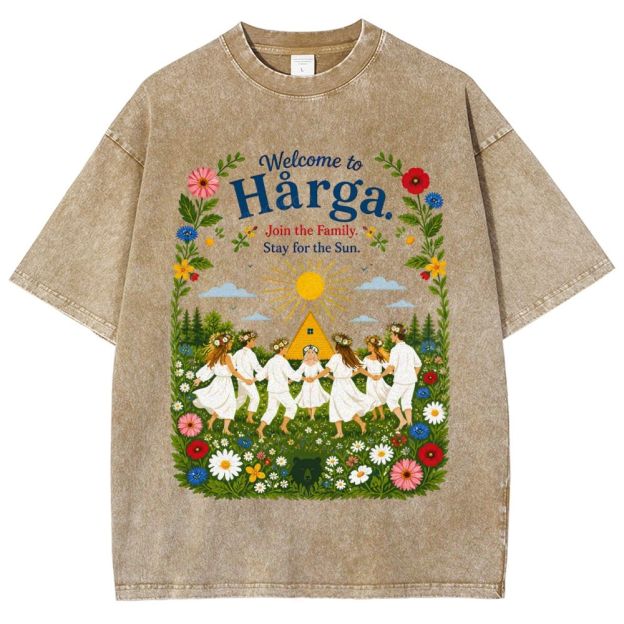 Retro Flower Meadow Ceremony Graphic Unisex Fit Washed T-Shirt