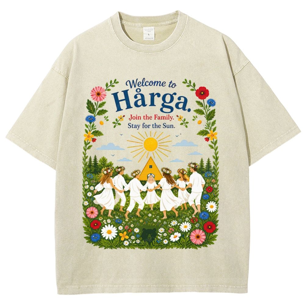 Retro Flower Meadow Ceremony Graphic Unisex Fit Washed T-Shirt