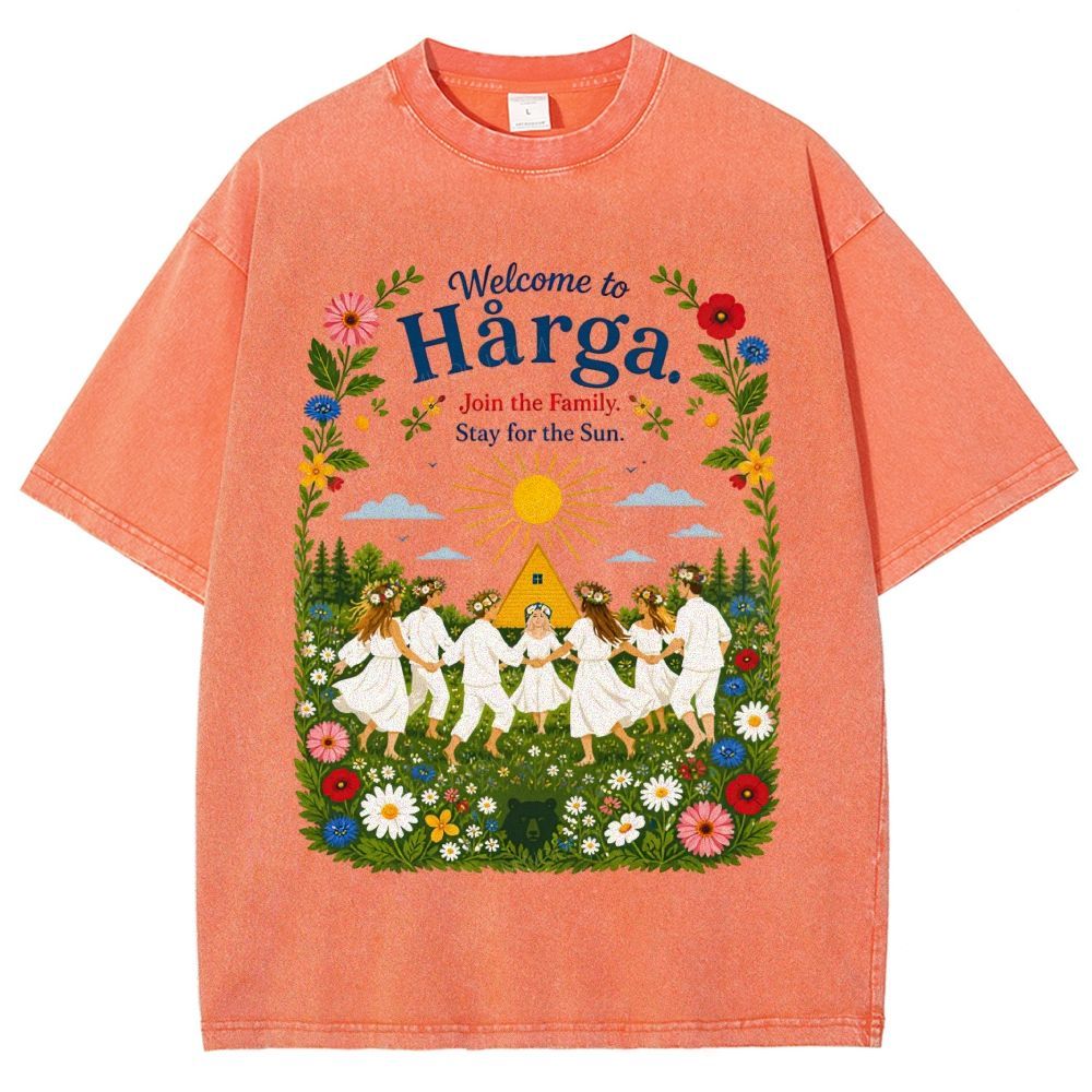 Retro Flower Meadow Ceremony Graphic Unisex Fit Washed T-Shirt