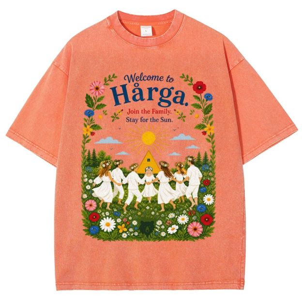 Retro Flower Meadow Ceremony Graphic Unisex Fit Washed T-Shirt