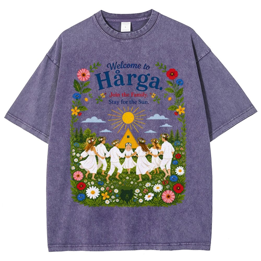 Retro Flower Meadow Ceremony Graphic Unisex Fit Washed T-Shirt