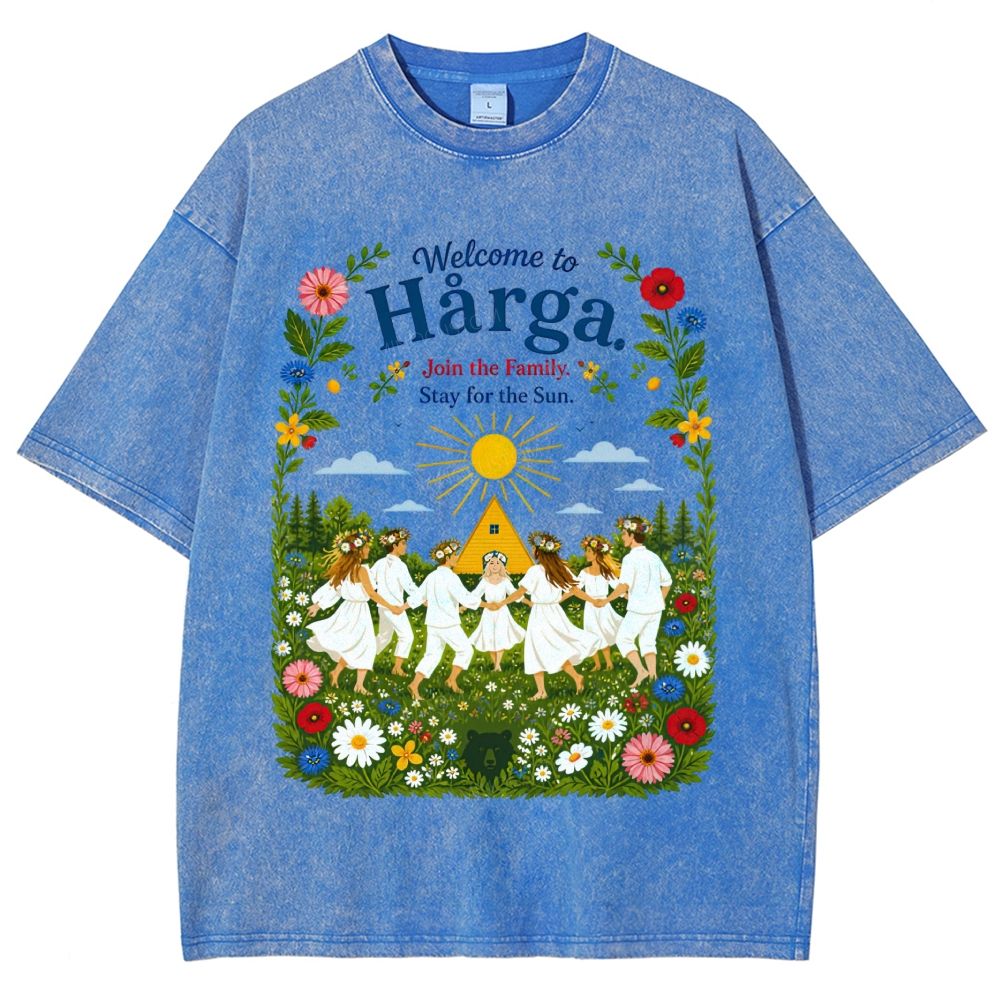 Retro Flower Meadow Ceremony Graphic Unisex Fit Washed T-Shirt