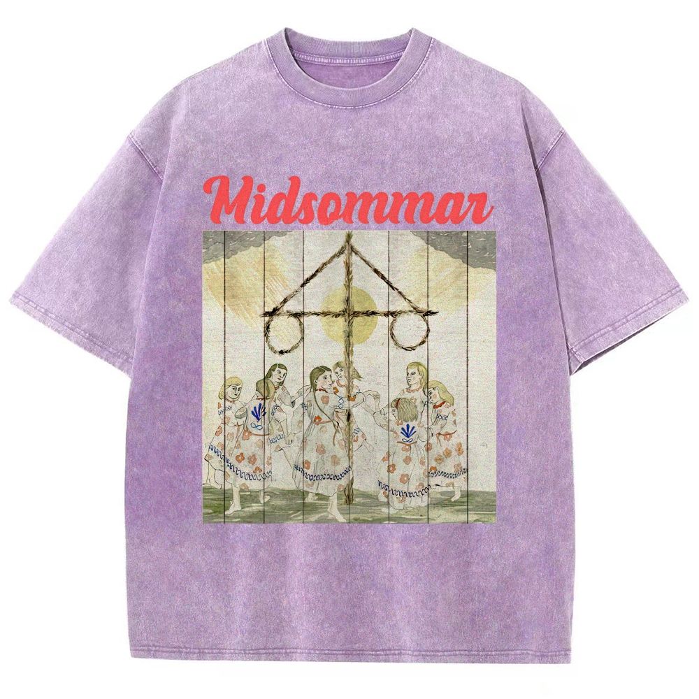 Scandinavian Folk Painting Art Unisex Fit Washed T-Shirt