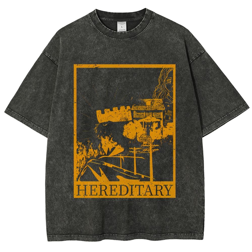 Retro Creepy Town Graphic Unisex Fit Washed T-Shirt