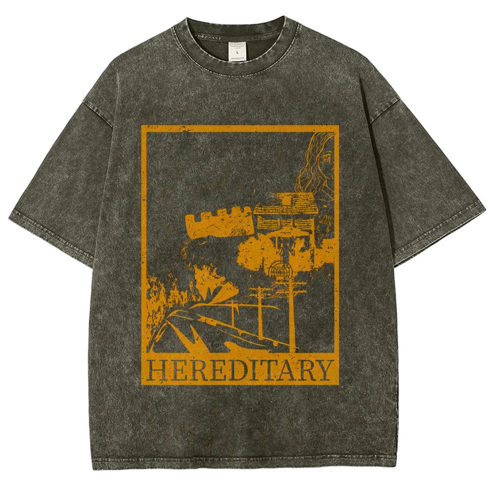 Retro Creepy Town Graphic Unisex Fit Washed T-Shirt