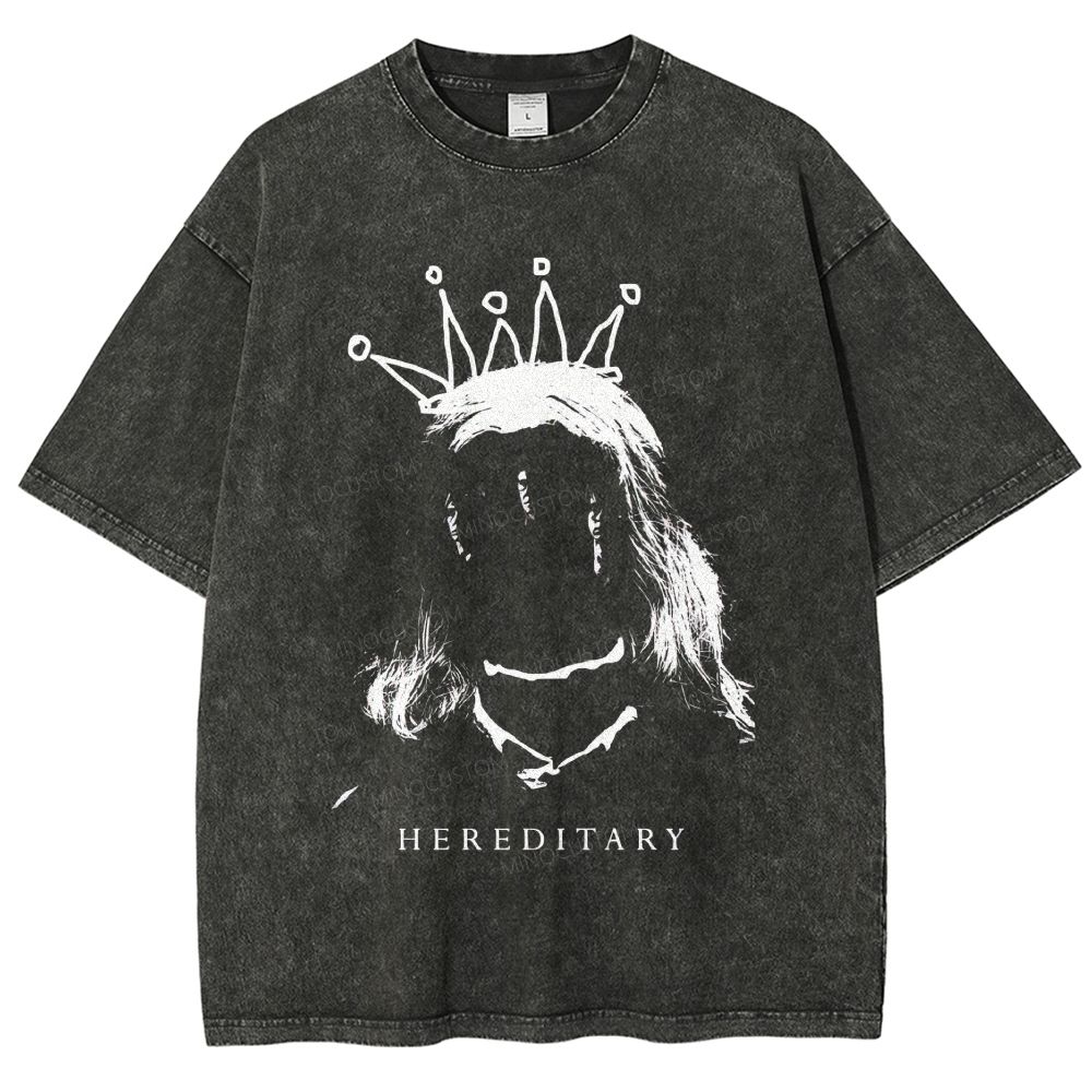 Dark Ghost Crown Portrait Graphic Unisex Fit Washed T-Shirt