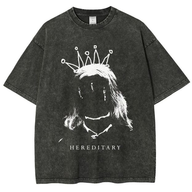 Dark Ghost Crown Portrait Graphic Unisex Fit Washed T-Shirt