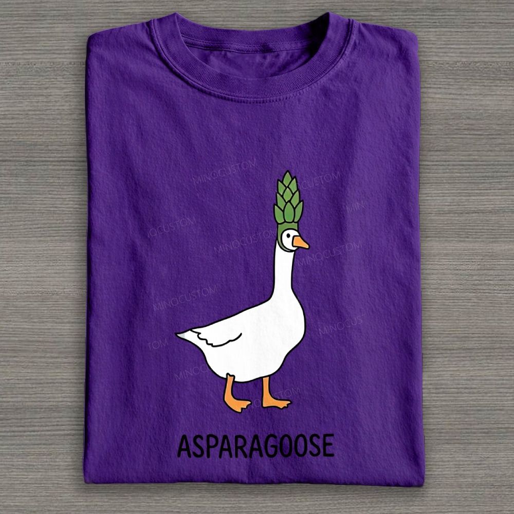 Cute Goose Asparagus Pun Graphic Cotton T-shirt