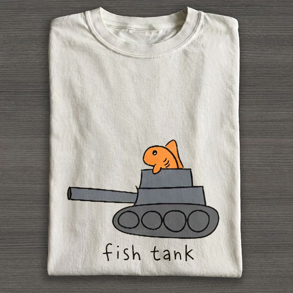 Funny Fish Tank Pun Graphic Cotton T-shirt