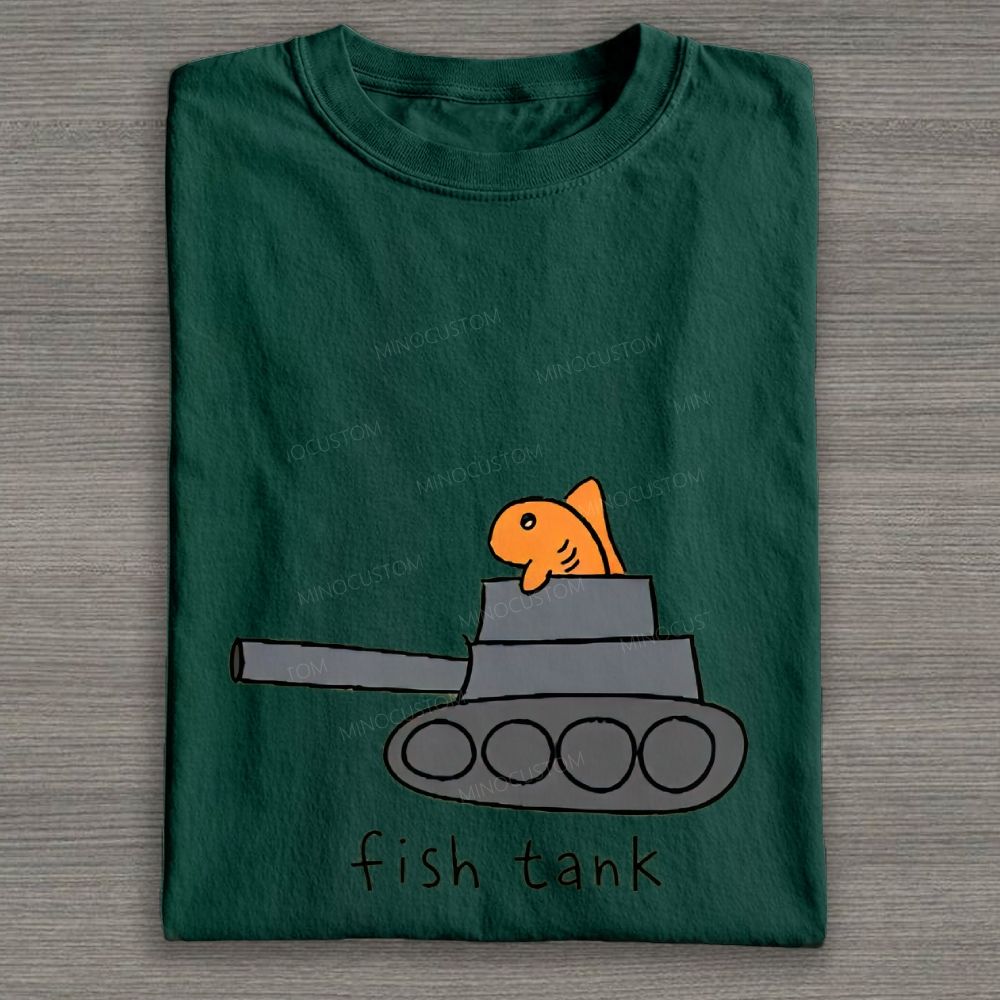 Funny Fish Tank Pun Graphic Cotton T-shirt