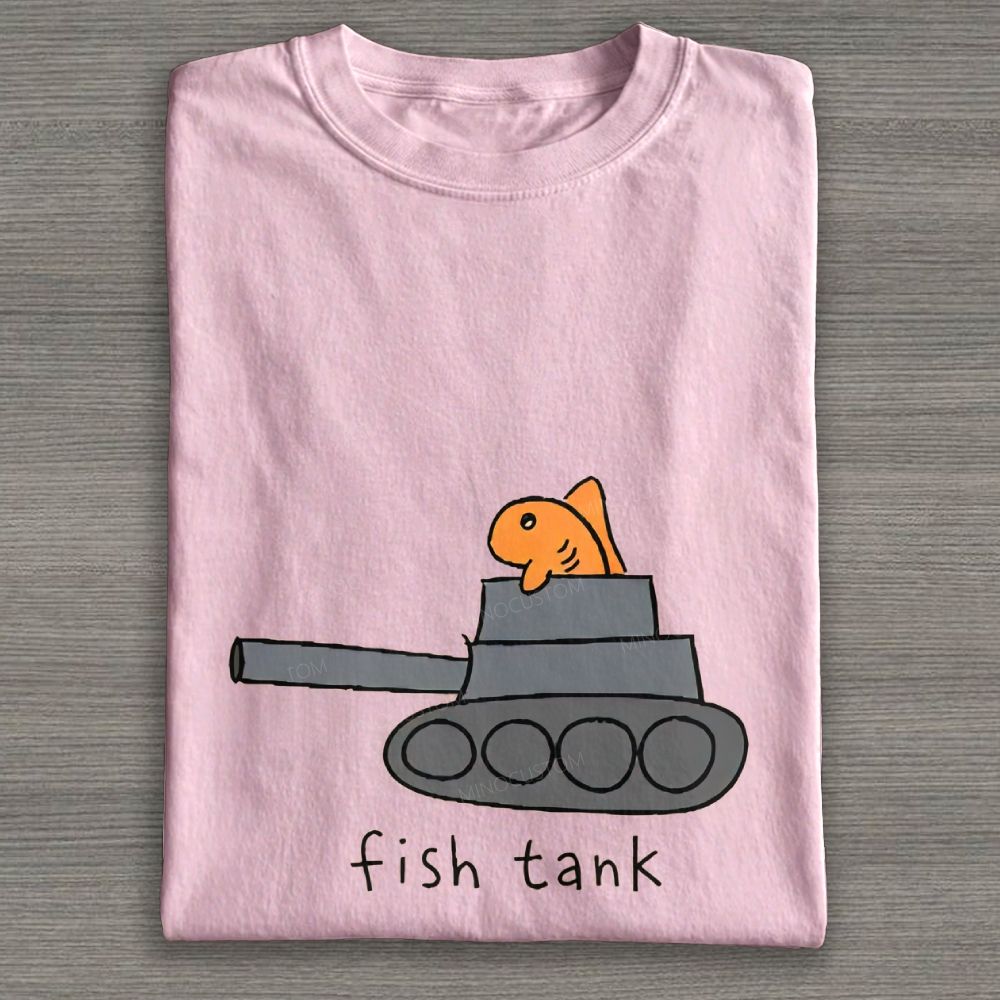 Funny Fish Tank Pun Graphic Cotton T-shirt