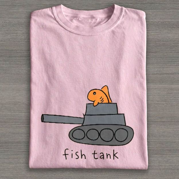 Funny Fish Tank Pun Graphic Cotton T-shirt