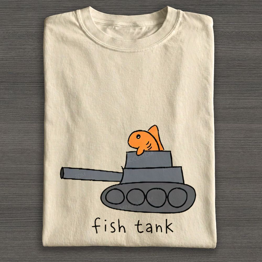 Funny Fish Tank Pun Graphic Cotton T-shirt