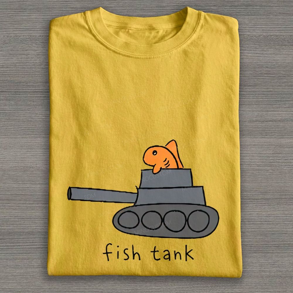 Funny Fish Tank Pun Graphic Cotton T-shirt