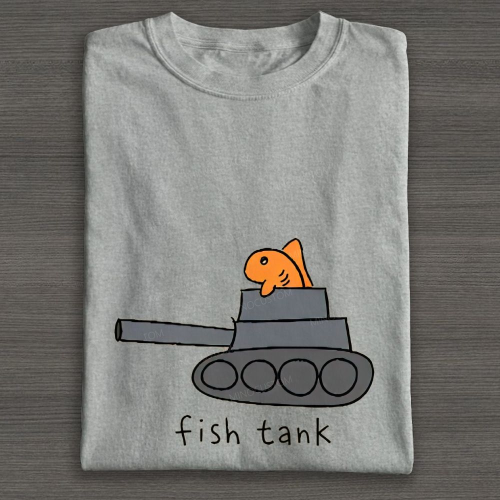 Funny Fish Tank Pun Graphic Cotton T-shirt