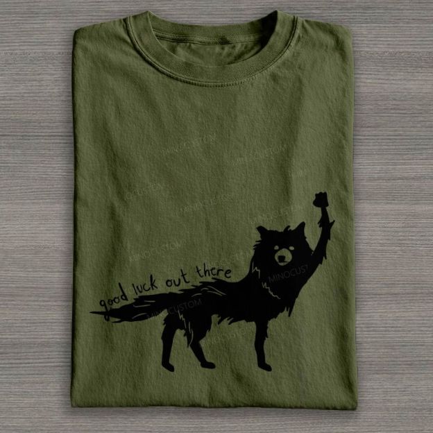Good Luck Out There Wolf Silhouette Graphic Cotton T-shirt