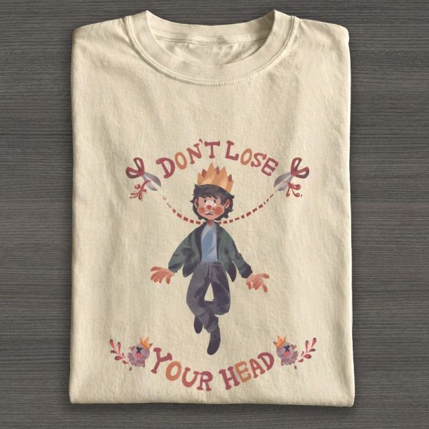 Don't Lose Your Head Fantasy Hand Drawn Graphic Cotton T-shirt