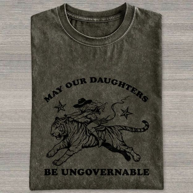 Vintage Western Cowgirl Tiger Graphic Washed T-shirt