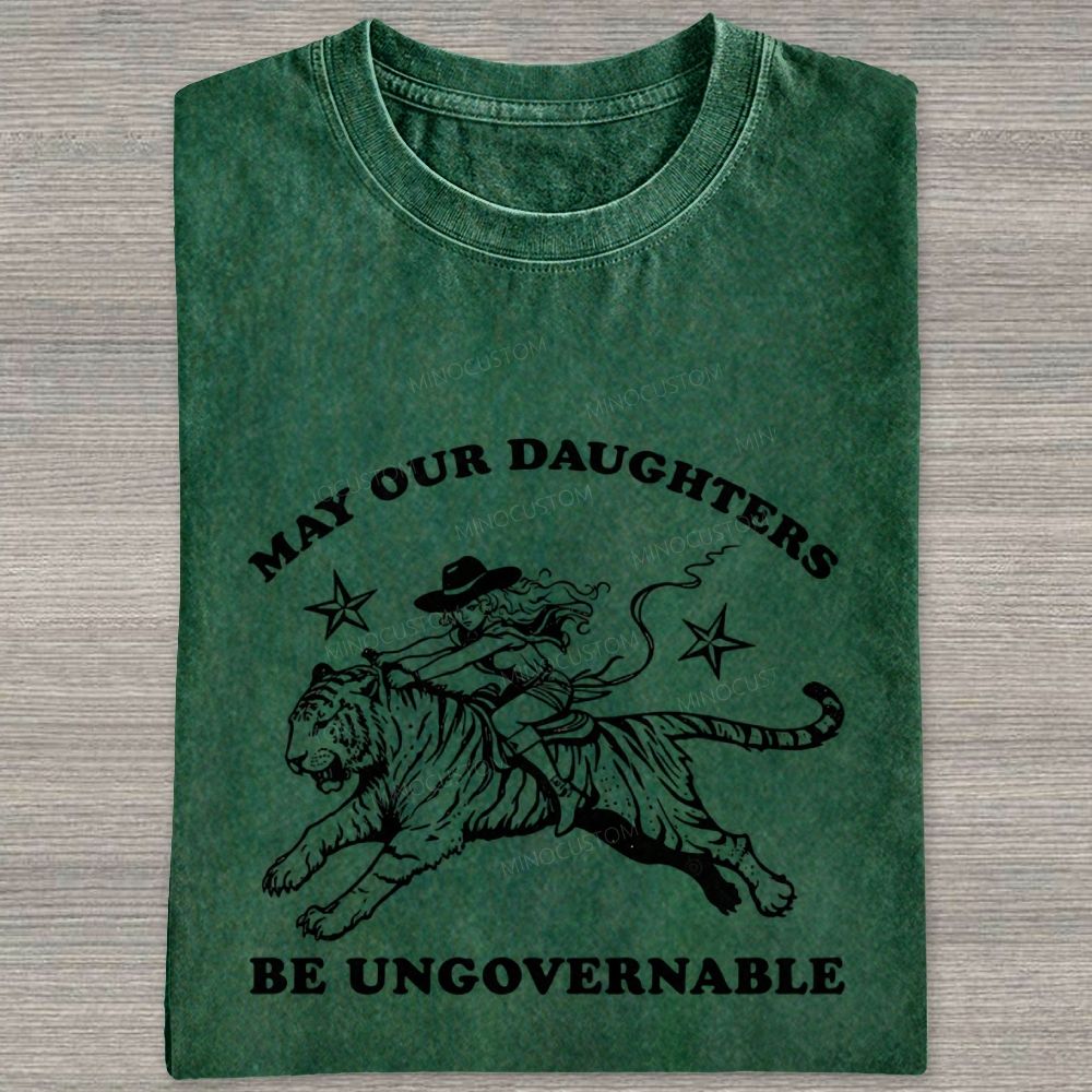 Vintage Western Cowgirl Tiger Graphic Washed T-shirt